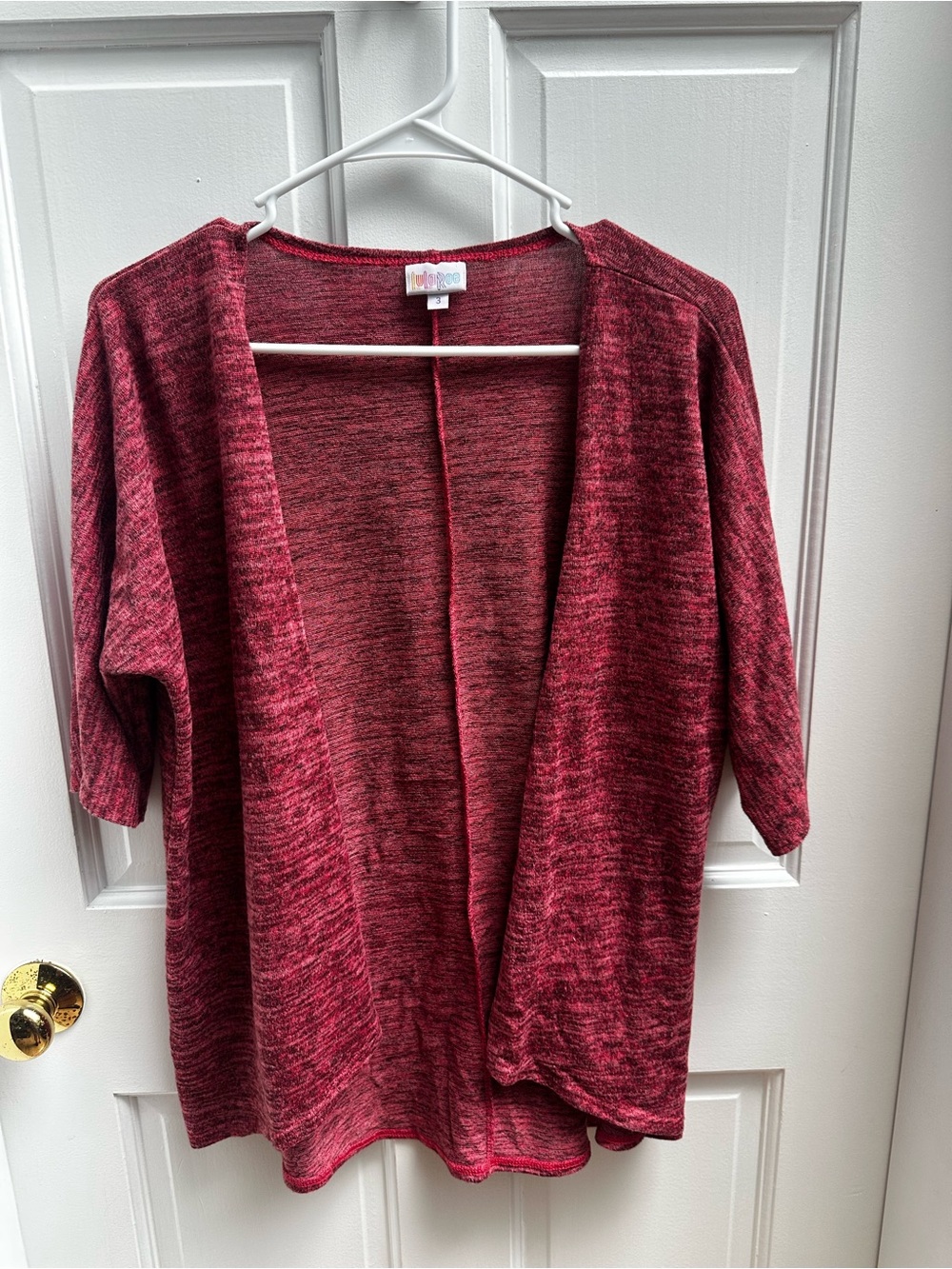 LuLaRoe Red Marled Open-Front Cardigan